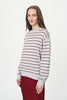 Tatiana Stripe Knit Top - Merlot Red Marle