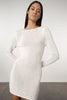 Crochet Lattice Knit Mini Dress - White