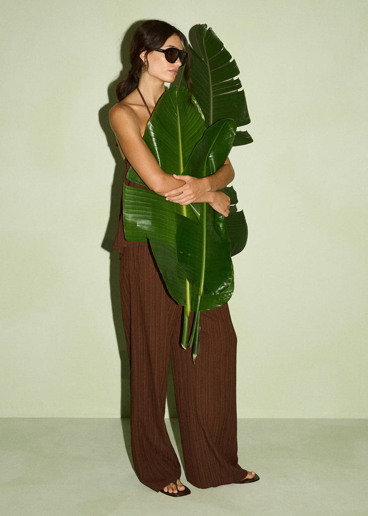 Delphira Textured Pant Chocolate