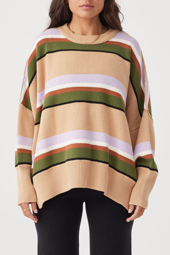 Harper Stripe Sweater Honey, Lilac & Cream