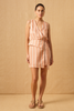 Coral Stripe Mini Wrap Dress