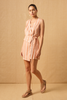 Coral Stripe Mini Wrap Dress