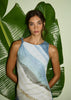 Zelie Mesh Midi Dress Ocean Blue