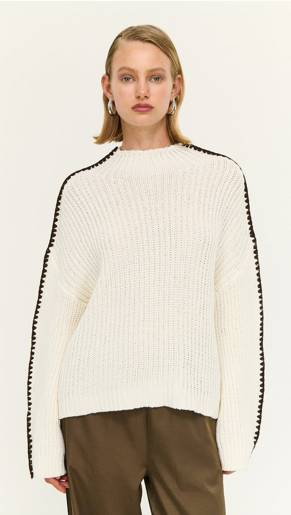 Finn  High Neck Jumper Cream/Chocolate