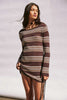 Nia Mini Dress - Espresso Stripe