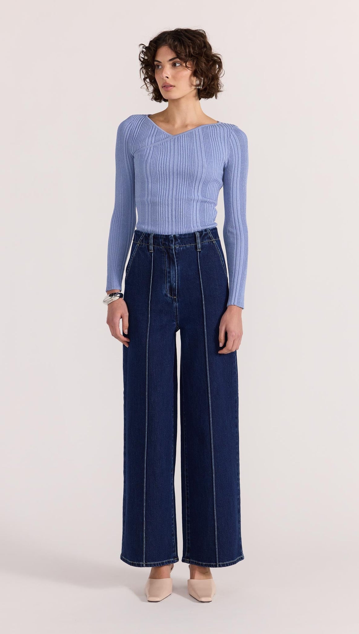 Amira Rib Top Dusty Blue
