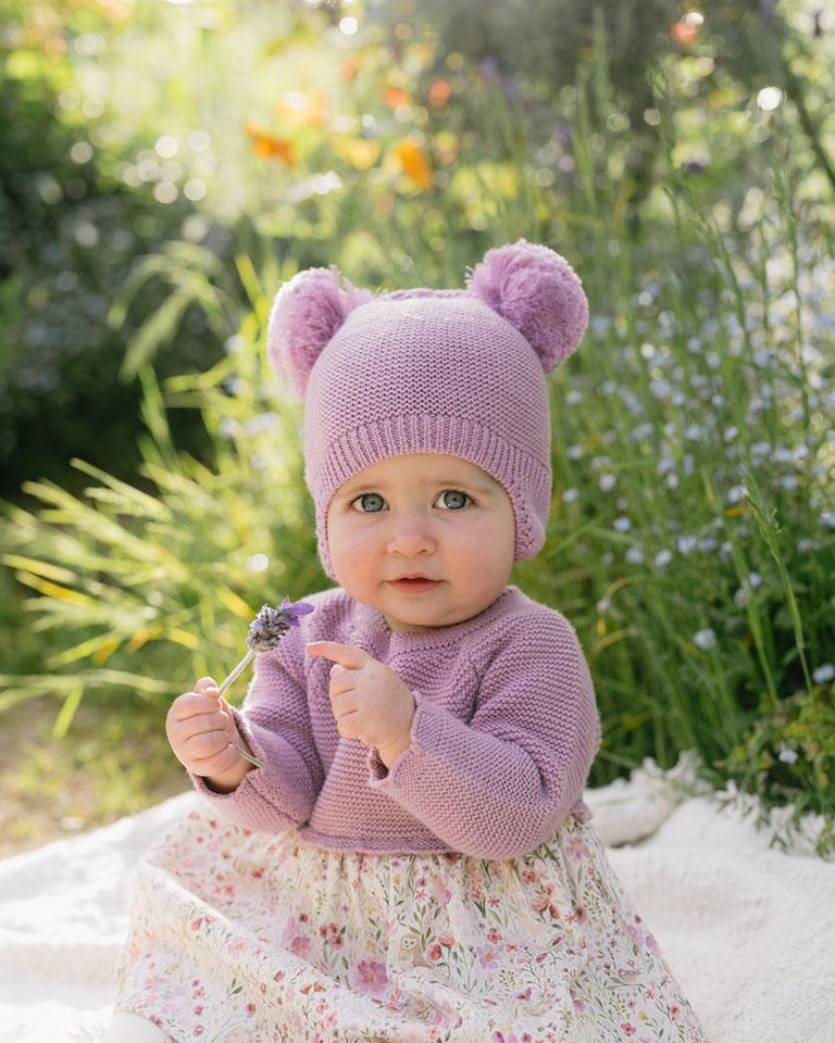 Flossy Pom Pom Knitted Beanie