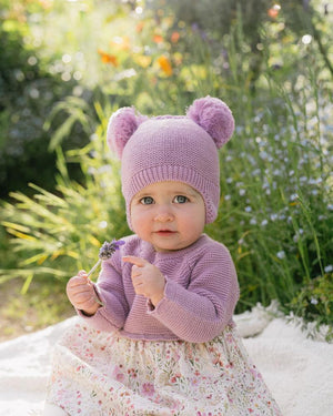 Flossy Pom Pom Knitted Beanie