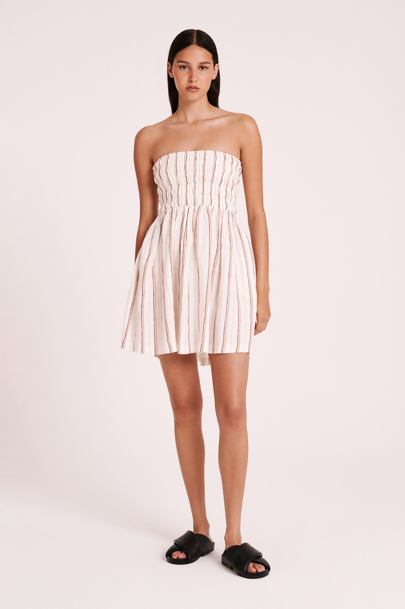 Aisha Mini Dress - Amber Stripe