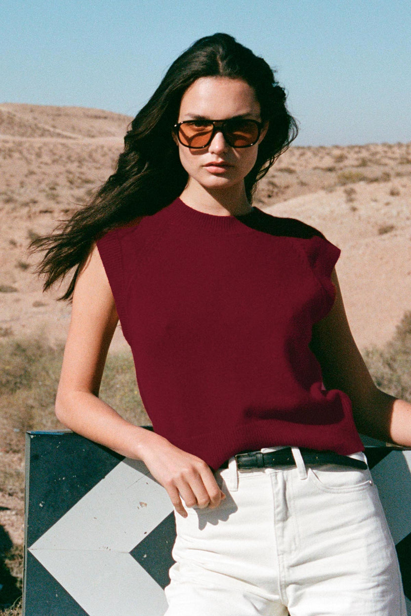Quinn Merino Knit Vest Merlot