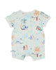 Surf's Up Print SS Zip Romper