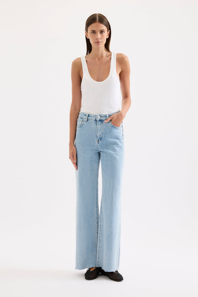 Cali Stretch Wide Leg Jean Sky