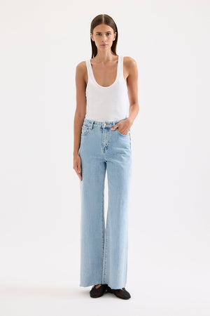 Cali Stretch Wide Leg Jean Sky