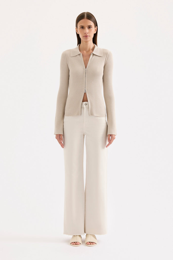Betina Zip Front  Knit Mink