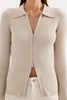 Betina Zip Front  Knit Mink