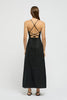 Coralie Linen Tie Back Midi Dress Black