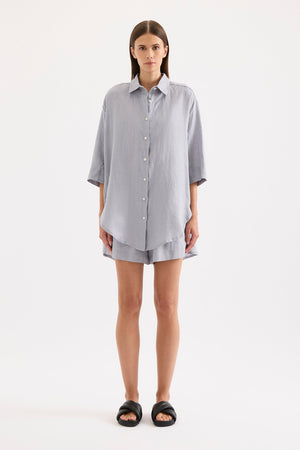Linen Longline Shirt Storm