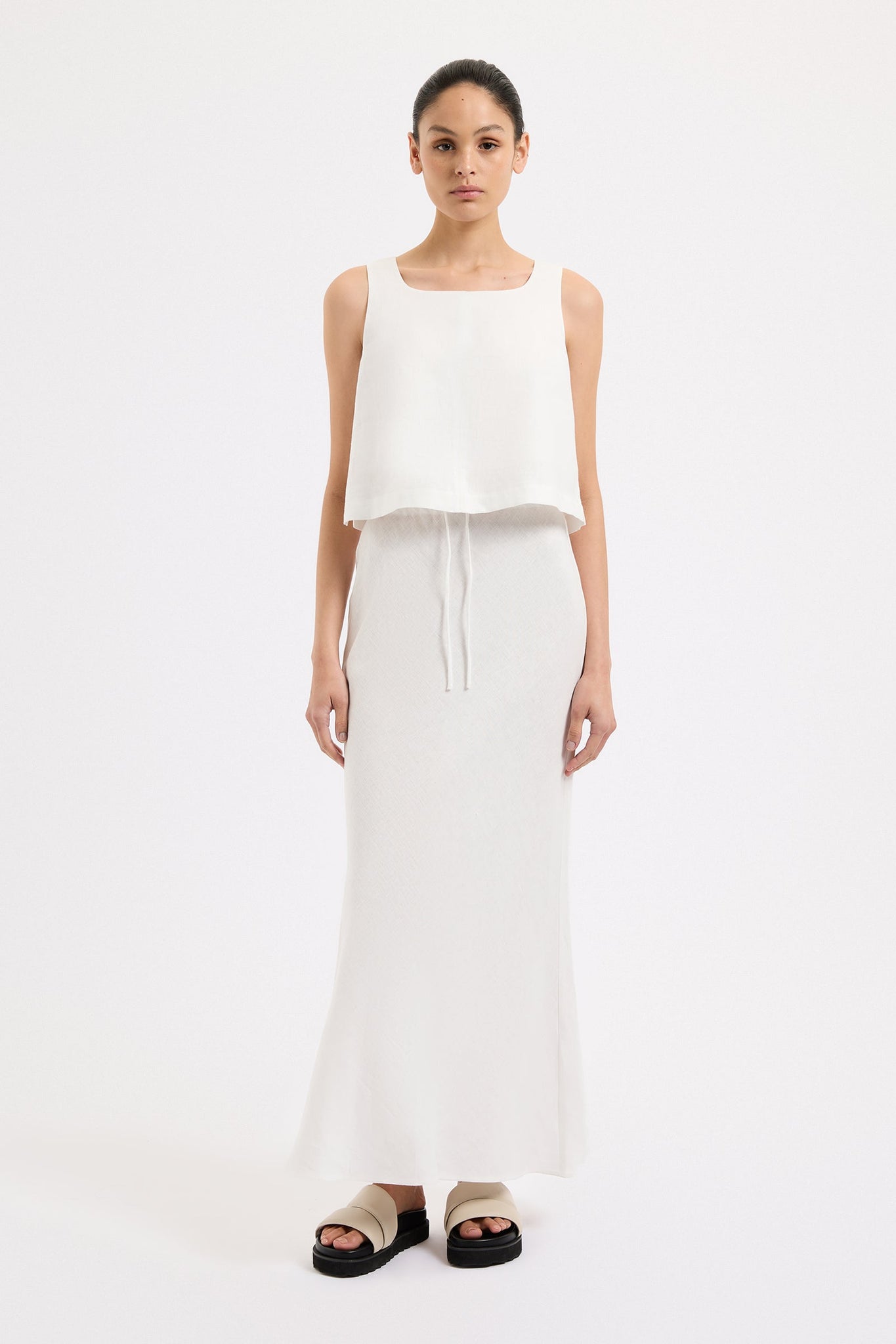 Amani Linen Skirt White