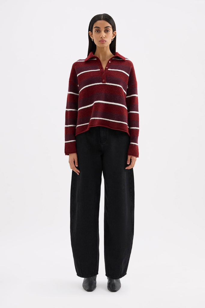 Maia Rugby Knit Mulberry Stripe