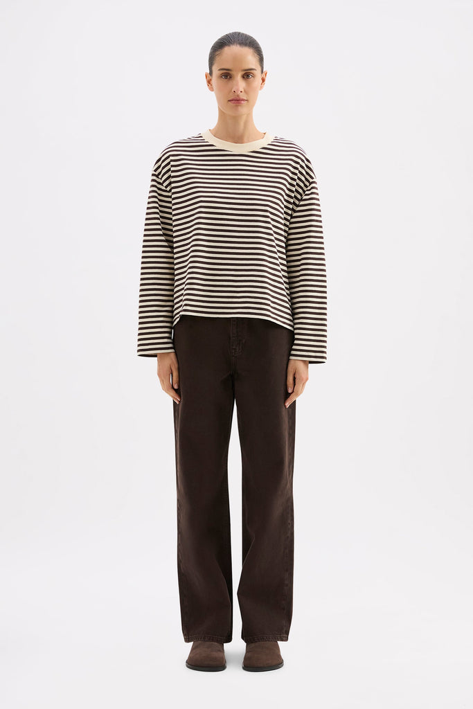 Organic Stripe LS Tee Espresso