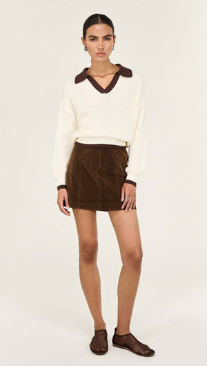 Nina Faux Suede Skirt Chocolate