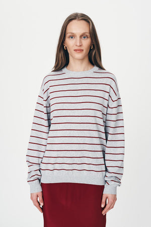 Tatiana Stripe Knit Top - Merlot Red Marle
