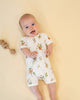 ORGANIC AUSTRALIANA PRINT SS ZIP ROMPER