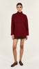 Sabine Burgundy Roll Neck Over sized Knit Jumper