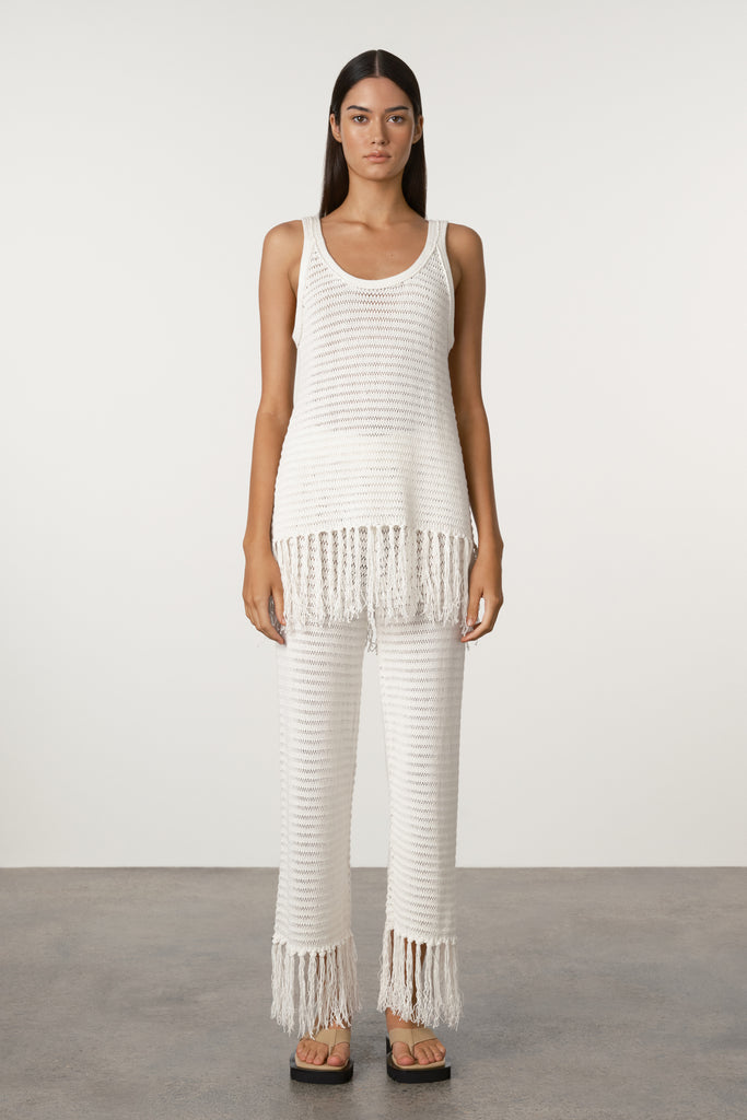 White Crochet Knit Tank