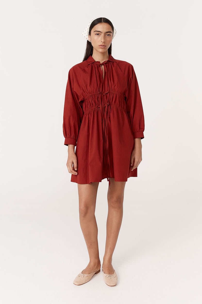 Eden Organic Mini Dress - Burgundy