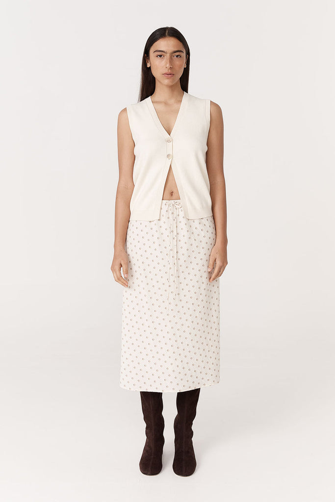Frannie Silk Midi Skirt - Vanilla Spot
