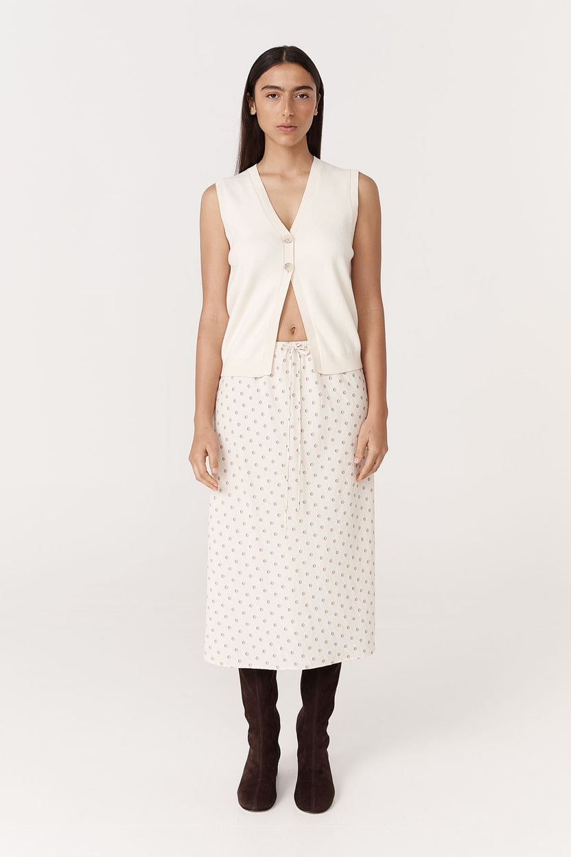 Frannie Silk Midi Skirt - Vanilla Spot