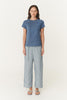 Poet Linen Top Blue Marle