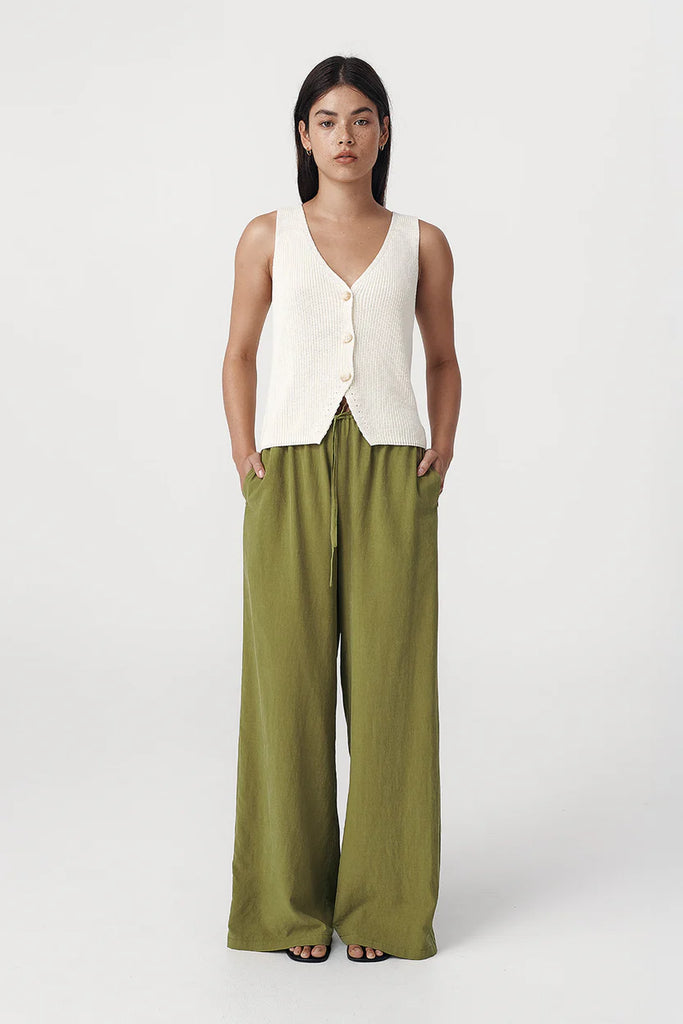 Tia Palazzo Pants - Palm Green