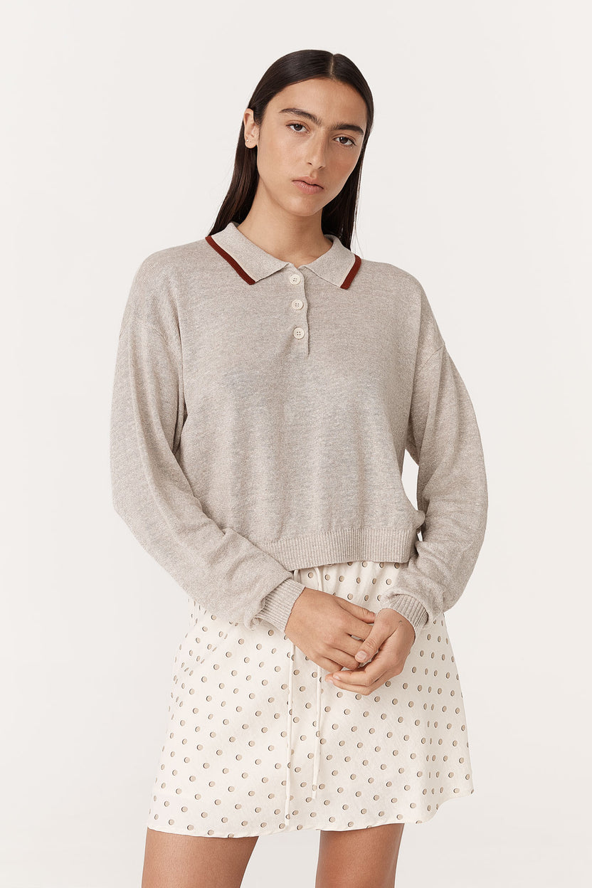 Uma Polo Top - Oat Marle