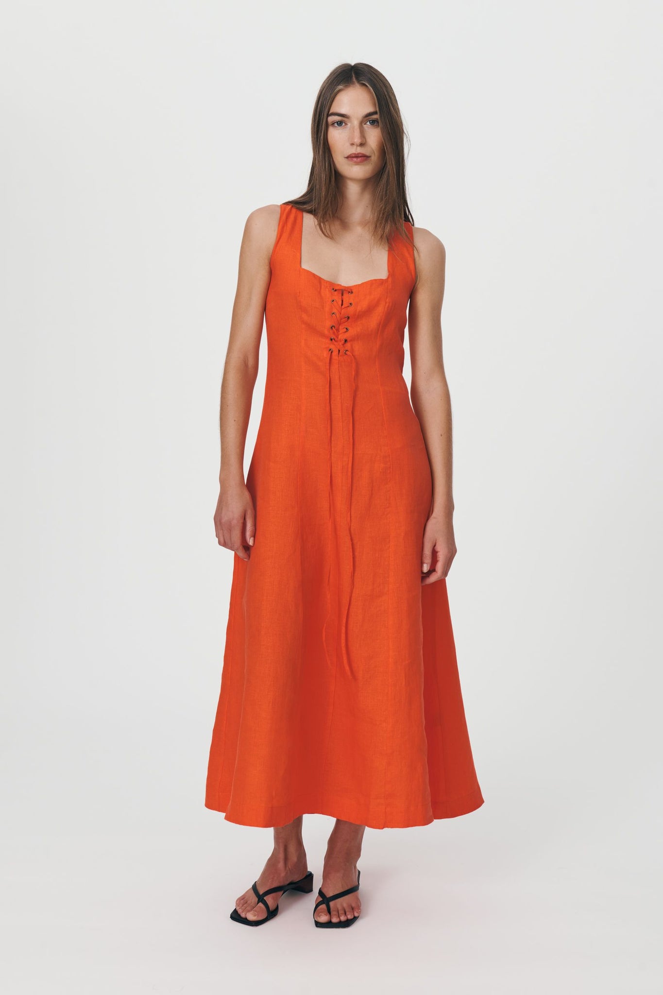 Portia Midi Dress Spicy Orange