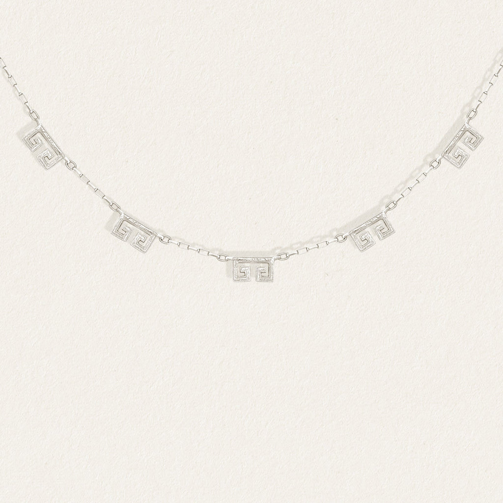 Greek Key Necklace Silver